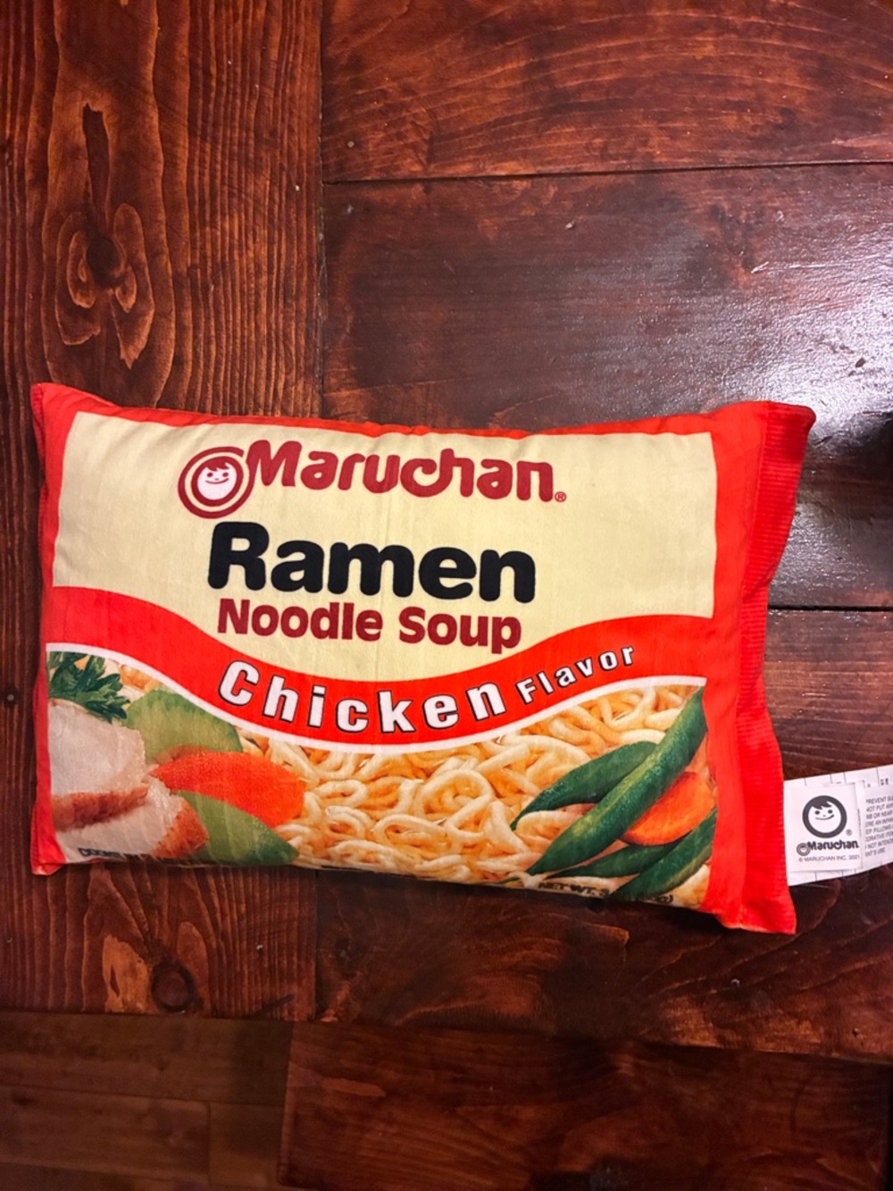 Red & Cream Ramen Noodle Soup Chicken Flavor Accent Pillow